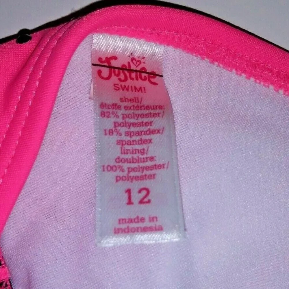 womens Girls Sz 12 Swimsuit bra Pink embellished bikini top JUSTICE juniors